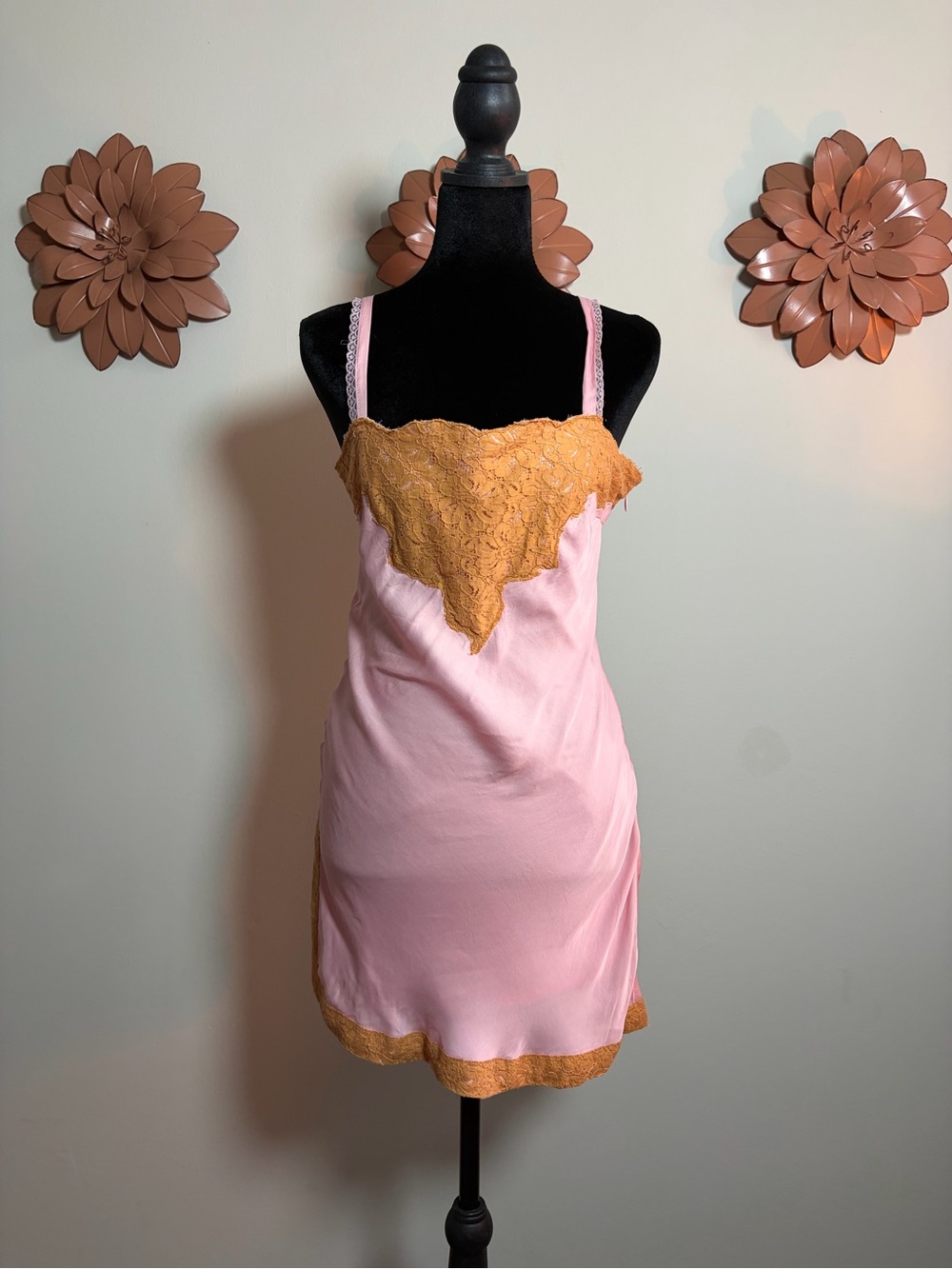 Urban Outfitters Pink & Orange Lace Slip Dress